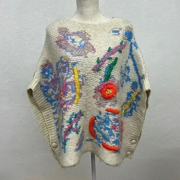 Zara Jackets & Blazers - Zara Colorful Poncho Sweater Women’s Sz M
